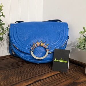 NWT Sam Edelman Rip Leather Blue Crossbody Bag